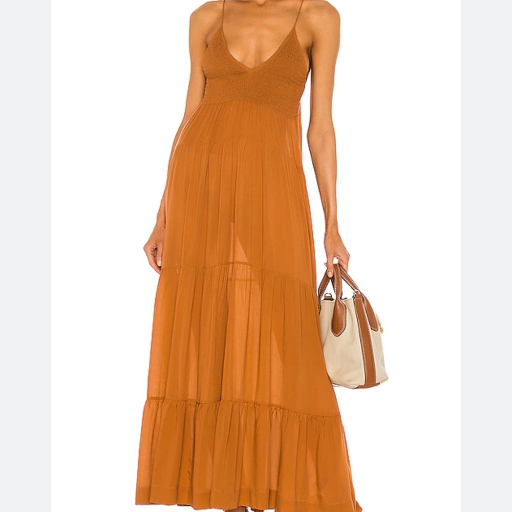 S/W/F Shirred Maxi Dress In Cabin